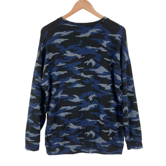 Athleta Sweatshirt Womens Large Blue Camouflage Long Sleeve Crew Neck Pullover - Picture 2 of 11